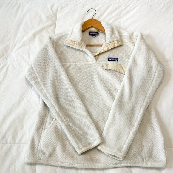 Patagonia Re-Tool Snap-T Fleece Pullover Cream Raw Linen Size L - Picture 3 of 10